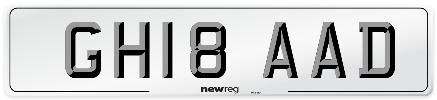 GH18 AAD Number Plate from New Reg